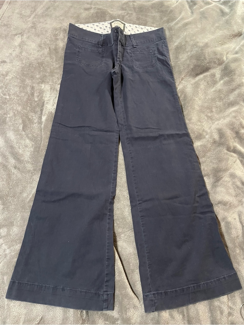 Abercrombie & Fitch Vintage Y2K Women's Low Rise Wide Leg Pants, Navy, Sz 4